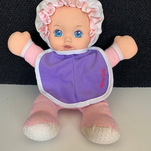 RARE Playskool My Very Soft Baby Pink Doll Squeaker 1990 Vintage Plush Hasbro.