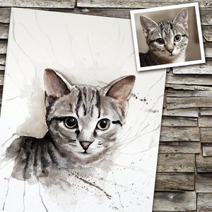 Ritratto animale domestico da foto, acquarello personalizzato, memorial cane, memorial gatto