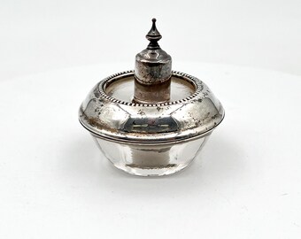 Encendedor de mesa Hy-Glo de plata esterlina y cristal de Frank M. Whiting, estilo vintage.