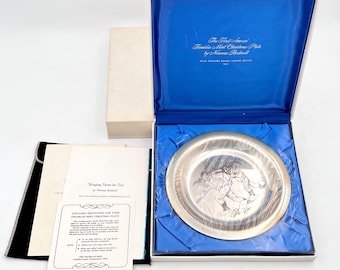 Vintage 1970 Franklin Mint 925 Sterling Silver Christmas Plate