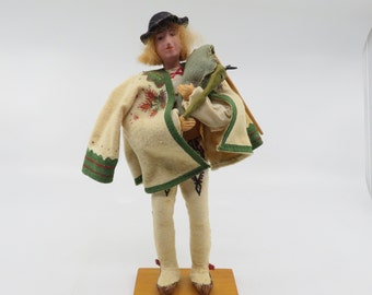 Vintage Polish Folk Doll Man Playing Bagpipe