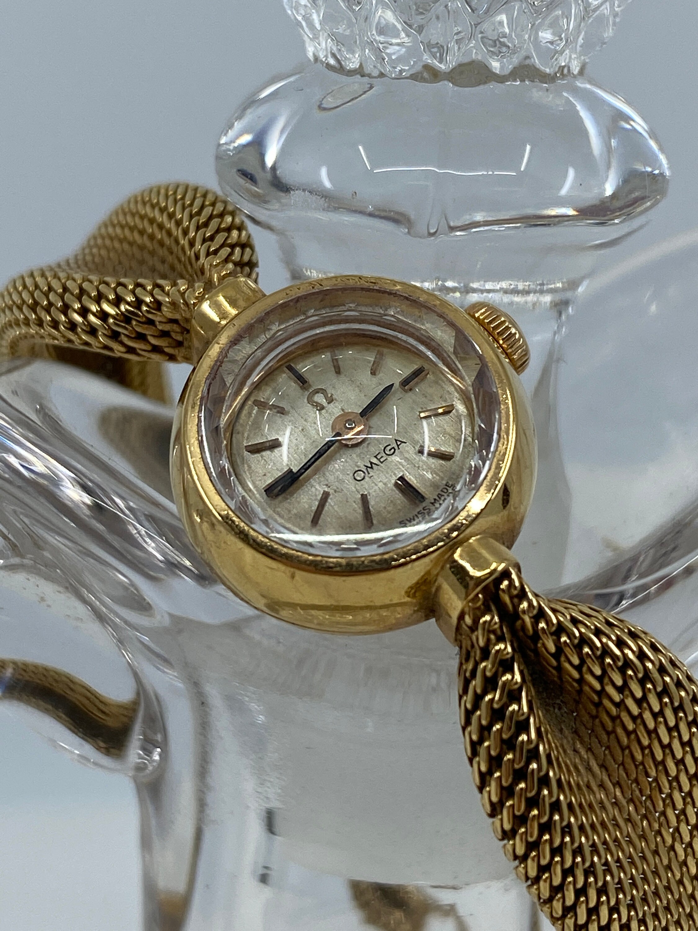 18k Gold Omega Women's Mesh Bracelet Watch DWT 16.44 Etsy