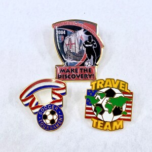 Lot of 3 Random Enamel Soccer Futbol Pins for Crafts