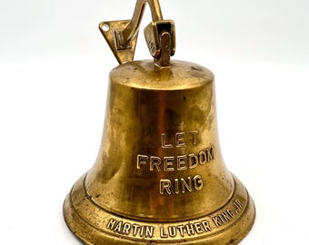 Campana de latón de 18 cm (7 pulgadas) para colgar en la pared, con la inscripción "Que suene la libertad", de Martin Luther King Jr.