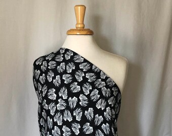black white rayon challis | fabric by the yard