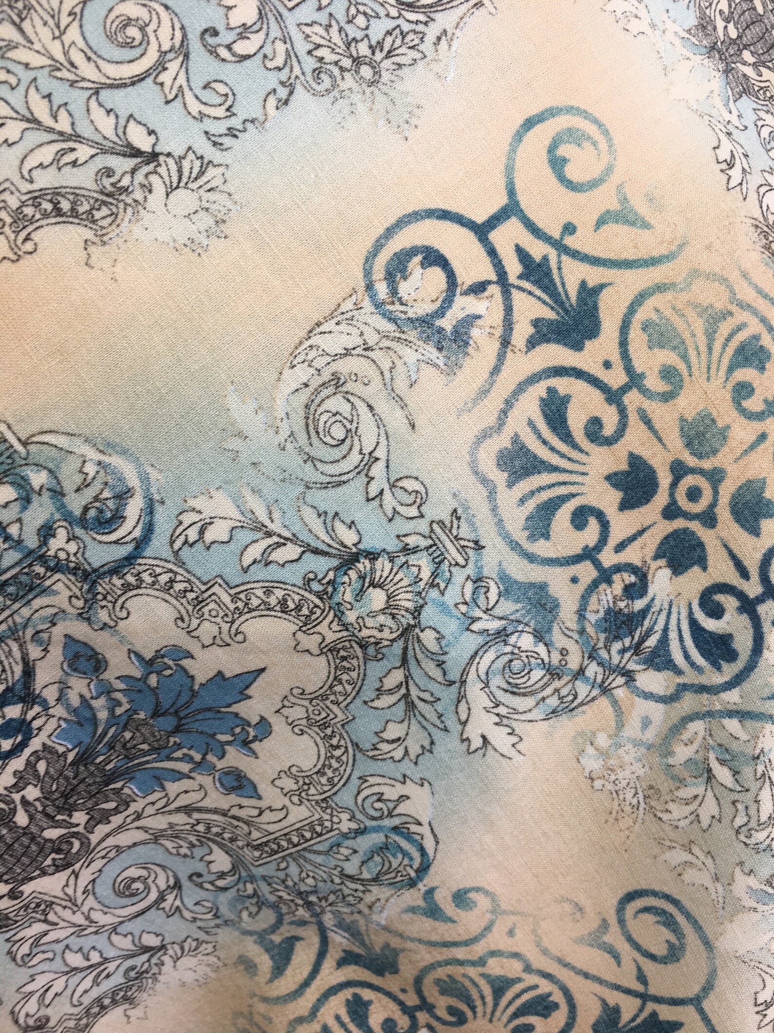Linen Cotton Damask Print Fabric by the Yard Etsy