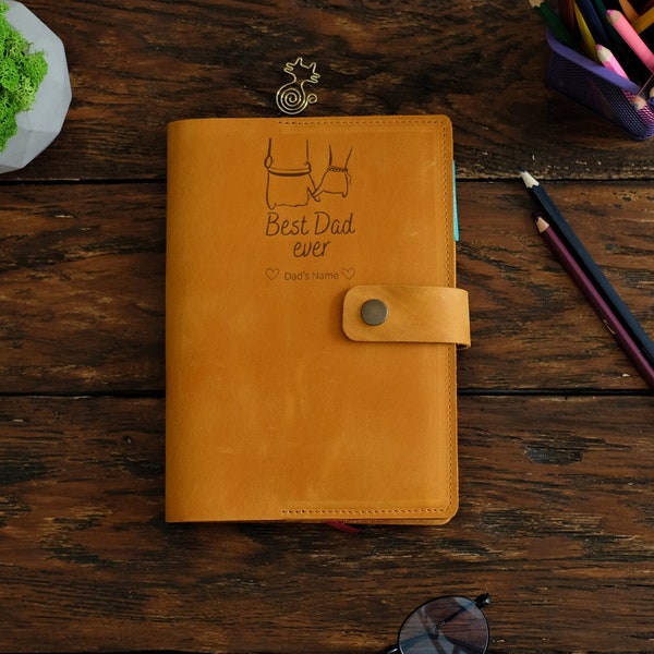 First time dad gift for Fathers day, Leather notebook cover, New dad gift, Hobonichi personalized journal cover, Leuchtturm1917, Best dad