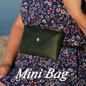 Grüne Leder Gürteltasche, kleine Taille Geldbörse, Gürteltasche Frauen, Umschlag Gürteltasche mit abnehmbarem Riemen, Gürteltasche, Gürteltasche, Geschenk für Mama