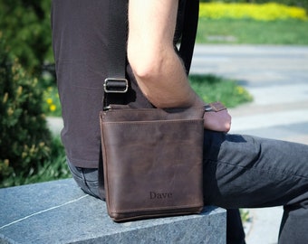 Men sholder bag, Small crossbody bag men, Real leather shoulder bags for men, Gift for father or husband, Mini crossbody purse