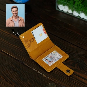 Benutzerdefinierte Foto Brieftasche, Porträt Brieftasche für Freund, Beste Geschenke für Ihn, Leder Brieftasche für Papa, Kartenhalter, Geschenk für den besten Freund, Geschenk Papa
