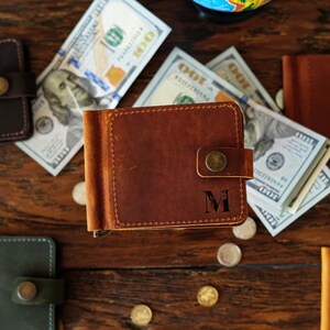 Billetera con clip personalizada, billetera de cuero personalizada con clip, billetera grabada, regalo para papá, regalo para esposo, el mejor regalo para papá.