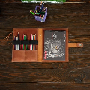 Funda de cuero personalizada para cuaderno de bocetos, soporte personalizado para cuaderno de bocetos, portafolios de dibujo, estuche para cuaderno de bocetos, funda para bloc de bocetos artísticos, regalo para artistas