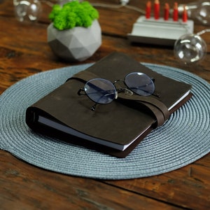 Pasta de argolas personalizada, diário recarregável envolvente, planejador de argolas em D, caderno de folhas soltas de couro A4 A6 A5 e papel removível, presente para pai