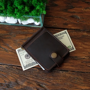 Leather Money Clip Wallet for Men, Minimalist Card Cash Holder, Cash Clip & Card Holder, Personalized Dad Christmas Gift, Best Men Gift