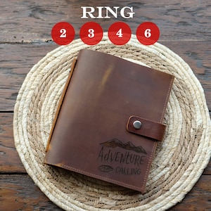 A4 A5 Ring Binder, Personalized Refillable Journal, Distressed Leather Planner for Him, Discbound Notebook, Gift for Dad, Leather Filofax