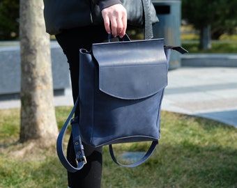 Women's Leather Backpack, Small Rucksack Purse, Student Book Bag, 100% Leather
