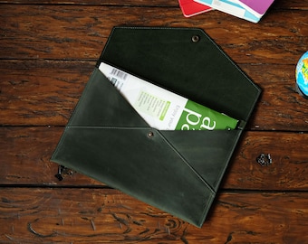 Leather Document Envelope A4, Personalized Leather File Folder, Document Holder, Teacher Portfolio, Leather File Carrier, Coworker Gift