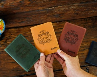 Any Size Cover, Custom Leather Notebook Cover,  Personalized Planner Journal, Card Slots & Pen Holder