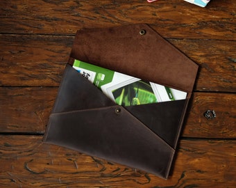 Leather Document Holder Engraved, A4 Document Folder Personalized, Cusom Office Document Envelope, Tablet Case, Coworker gift, Dad Gift