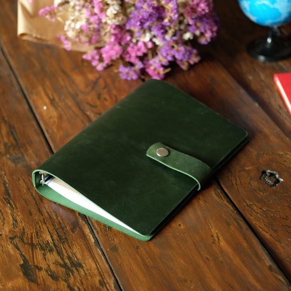 Cahier rechargeable A5 A4 A6, reliure à anneaux personnalisée, reliure à anneaux en cuir A5, cahier à anneaux en cuir gravé, organisateur de bagues, cadeau pour papa