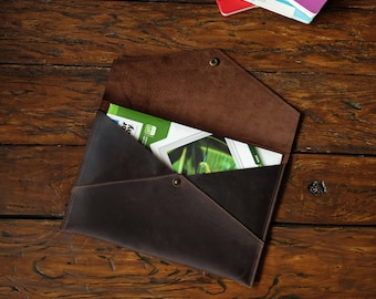 Leather Document Holder, A4 Leather Envelope, Personalized Document Case Folder, Office Paper Case, New Job Gift for Coworker, Teacher Gift