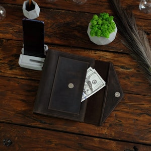 Leather Ring A5 Binder, Custom Notebook, Personalized Planner with Engraving, Trifold Journal Refillable, Gift for Coworker