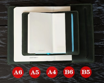 Custom notebook cover A5, Moleskine, Leuchtturm1917, Hobonichi, Personalized Refillable cover A4, B5