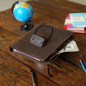Personalized Leather Discbound Planner, Refillable Loose Leaf Journal with Pocket, A5 A4 Notebook