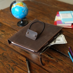 Refillable Ring Journal with Pocket, Planner A5 A4, Real Leather Filofax, Personalised Loose Leaf Notebook, d Ring Binder, Best Men Gift