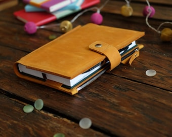 Personalized Leather A5 Notebook Cover, Refillable Journal, Planner Cover
