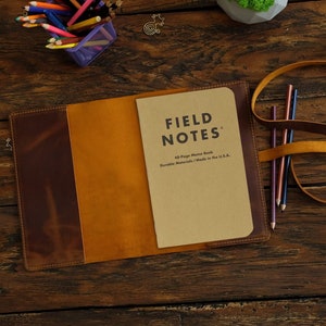 Field Notes Cover Personalized, Refillable Leather Journal Cover, Small Notebook Cover, Pocket Planner Cover, Field Book Cover, Dad Gift