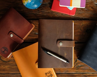 Carpeta de anillas de cuero personalizada A5, diario grabado, agenda recargable