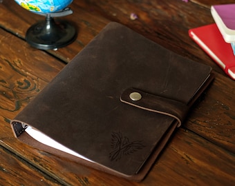Leather Ring Binder, Custom Notebook with Removable Paper, Personalized Ring Planner A4 A5 A6, Refillable Journal, Gift for Dad or Husband