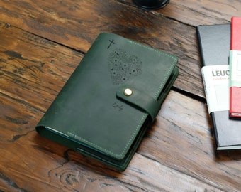 Personalisierte Bibelhülle, benutzerdefinierte Bibelhülle aus Leder, Journaling Bibel, Pastor Geschenk, Bibelzubehör, religiöses Geschenk, Jw Geschenk, Älteste Geschenke