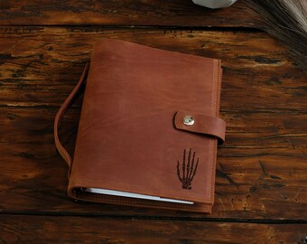 Leather Grimoire Journal, Gothic Spellbook, Witch Planner, A5 A4 Binder Notebook