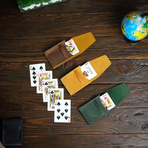 Leather Playing Card Case, Playing Card Holder Personalized, Poker Deck Holder, Poker Card Storage for Card Player, Game Card Box, Dad Gift