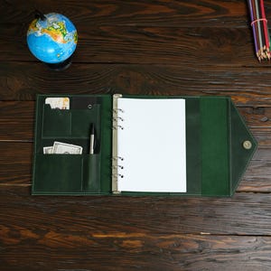 Leather Work Filofax, Personalized Ring Binder A5, Trifold Journal, Custom Teacher Notebook, Refillable Student Journal, Discbound Planner
