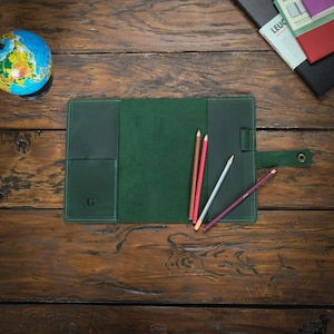 Personalized Hobonichi Weeks | Cousin Cover, Green Leather Journal Cover A4 A5 A6 B5 B6, Leuchtturm Notebook Cover, Custom Moleskine Cover