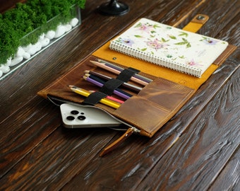 Personalized Sketchbook Cover, Leather Sketch Book Holder, Gift for Painter, Artist Gift, Sketch Pad, Drawing Portfolio, Painting Supplies