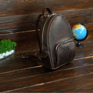 Small Leather Backpack Women, Distressed Leather Rucksack Bag, Custom City Backpack, Gift for Daughter, School Backpack, Gift for Sister
