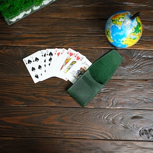 Estuche para cartas de póker, estuche personalizado para barajas, estuche para naipes, estuche de cuero para guardar cartas de póker, regalo para jugadores de póker, tarjetero, regalo para papá