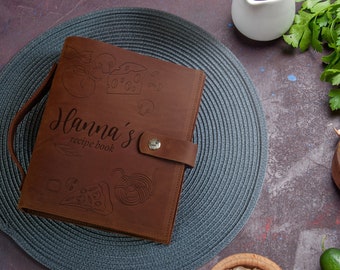 Cadeau fête des mères, livre de recettes de maman personnalisé, reliure de livre de recettes vierge, livre de cuisine personnalisé en cuir, cadeau de cuisine pour femme, cadeau pour chefs