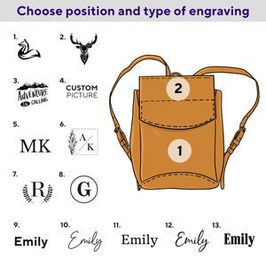 Custom small leather backpack women, Genuine leather satchel, Minimalist city rucksack, Natural leather square backpack personalized image 5