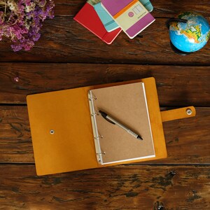 Leather Refillable Journal, Personalized Ring Binder A4 A5 A6, Discbound Planner, Custom Student Gift, Coworker Notebook, Corporate Gift