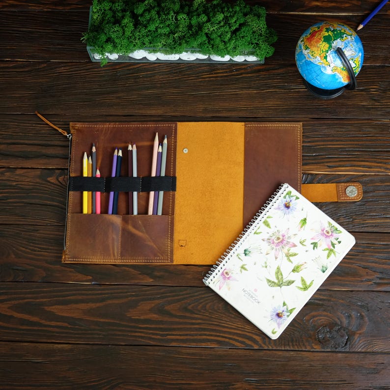 Capa personalizada para caderno de desenho, estojo de couro para caderno de desenho, presente para pintor, presente para artista, bloco de desenho, portfólio de desenho, materiais de pintura imagem 3