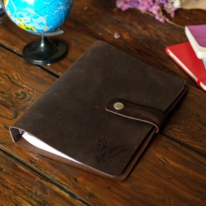 Caderno de couro com argolas e papel removível, planejador de argolas personalizado A4 A5 A6, diário recarregável personalizado, presente para pai ou marido