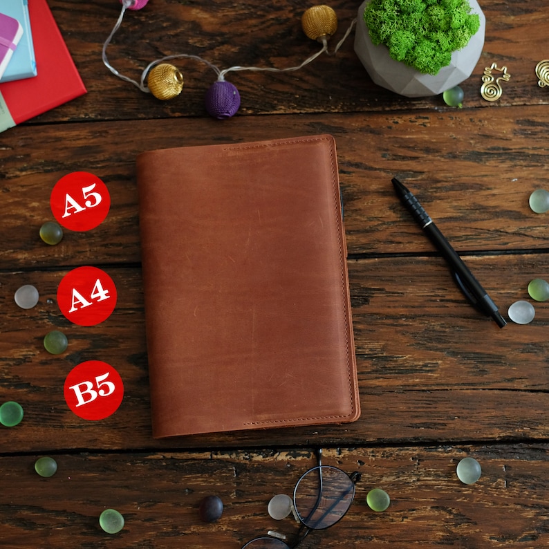 Leather Notebook Cover, Personalized Cover A4 A5 B5, Journal Cover for Leuchtturm Medium, Moleskine Classic, Hobonichi, Rocketbook