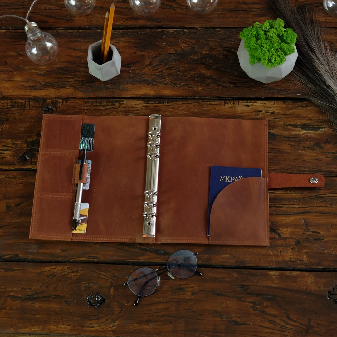 Leather A5 A4 Planner Binder, Ring Binder Cover, Filofax Storage Binder