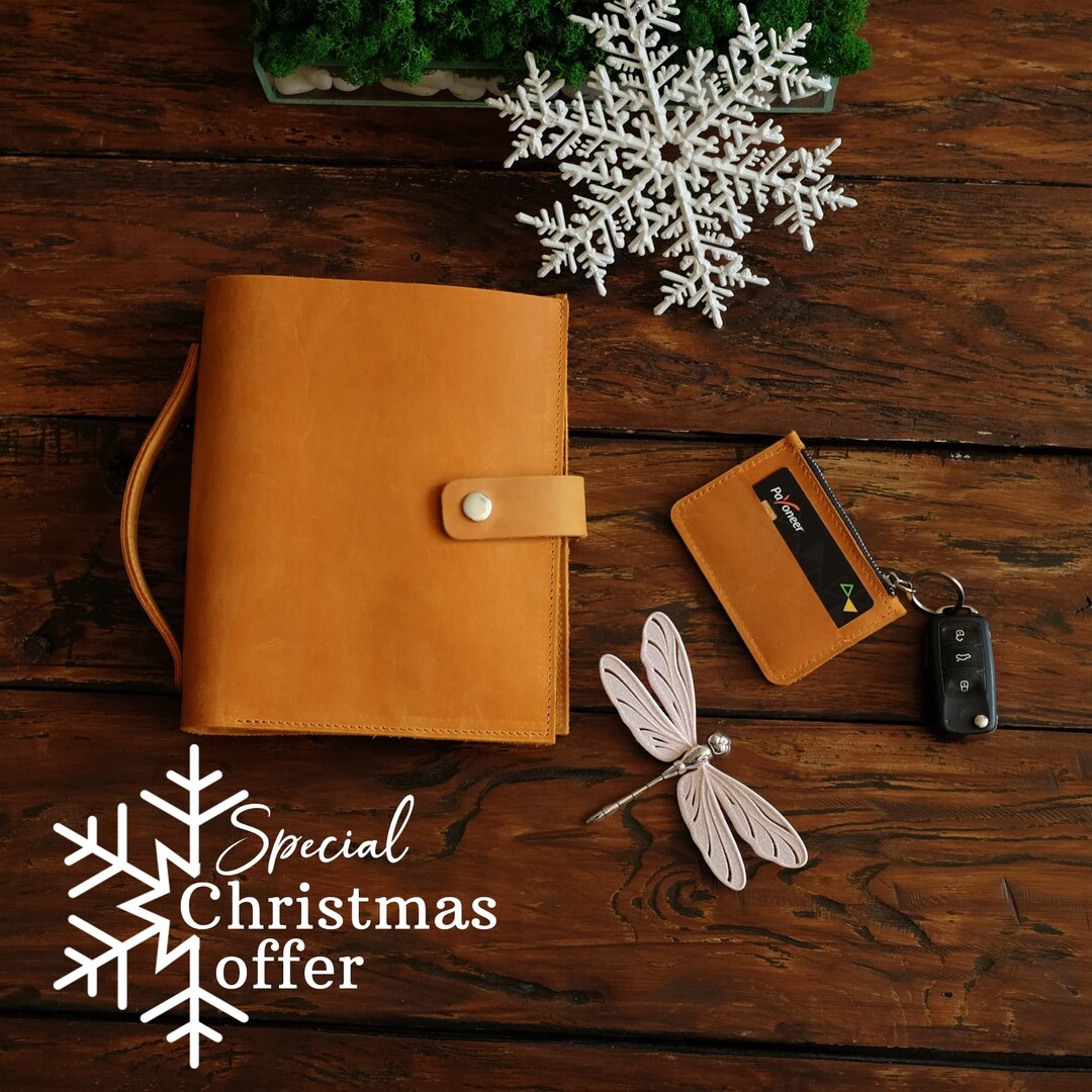 Leather Binder & Keychain Wallet Set Refillable Planner A4 - Etsy