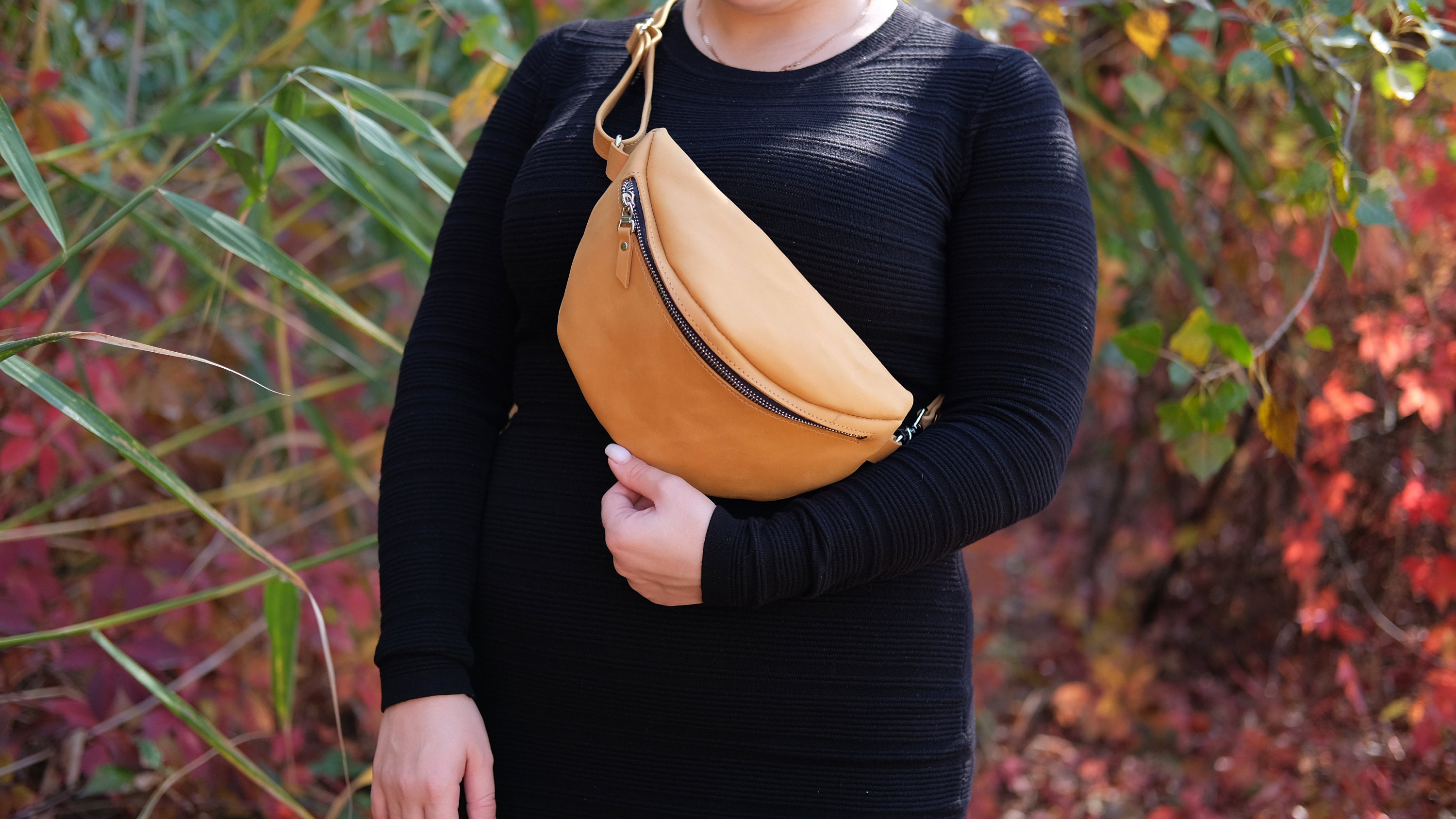 Women leather fanny pack Brown belt bag with detachable strap Etsy